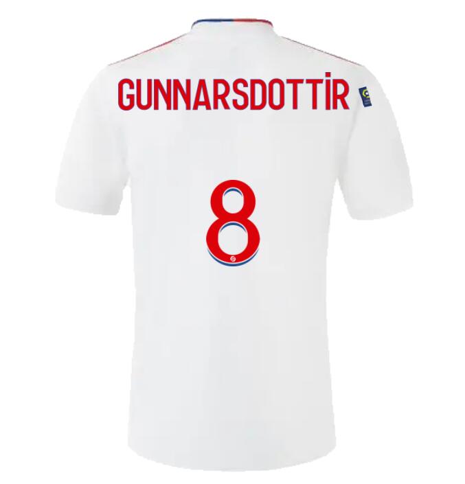 2021/22 Olympique Lyonnais Home Kit Soccer Jersey with GUNNARSDOTTIR 8 printing